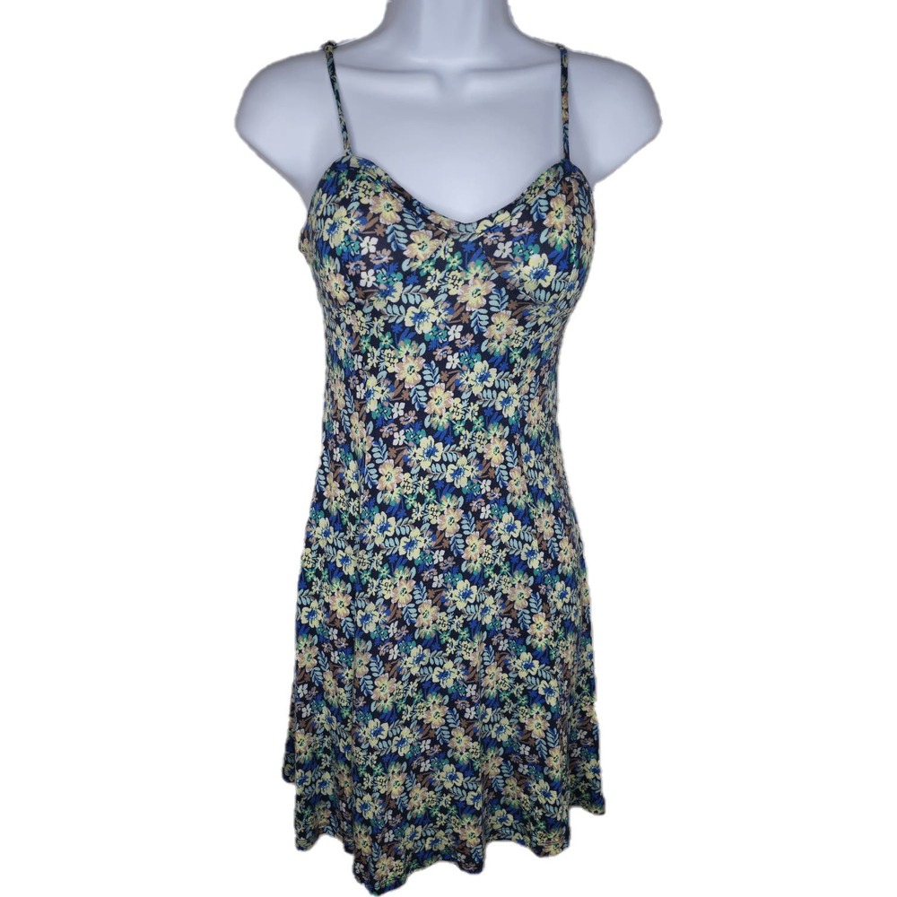 Jessica Simpson Small Floral Beachy Summer Dress Blue Green Yellow Mini
